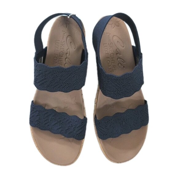 Skechers Cali Beverlee Timeless Touch Navy Women's Wedge Sandals Size 8 - Picture 2 of 5